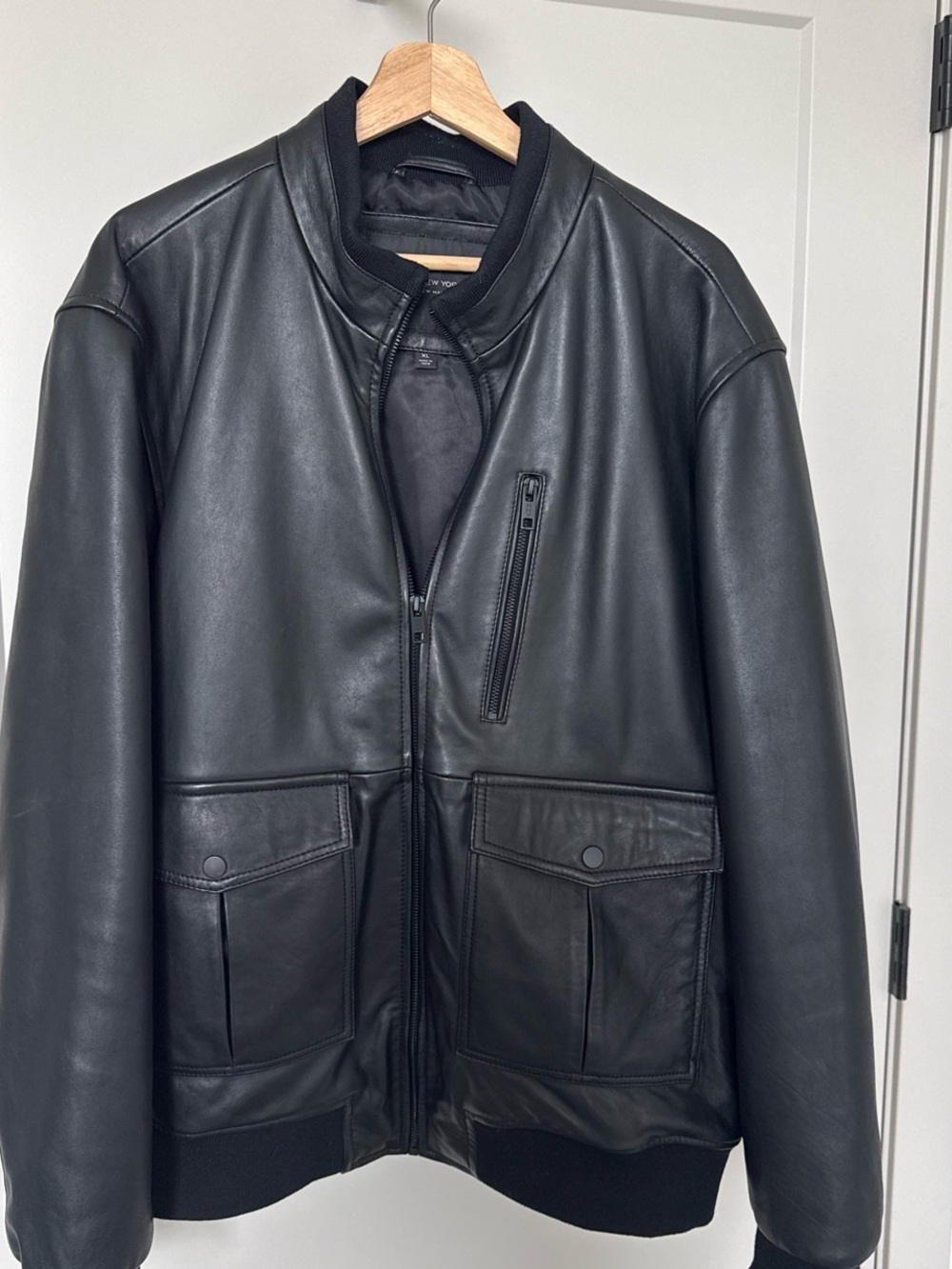 Marc New York Black Leather Bomber Jacket
